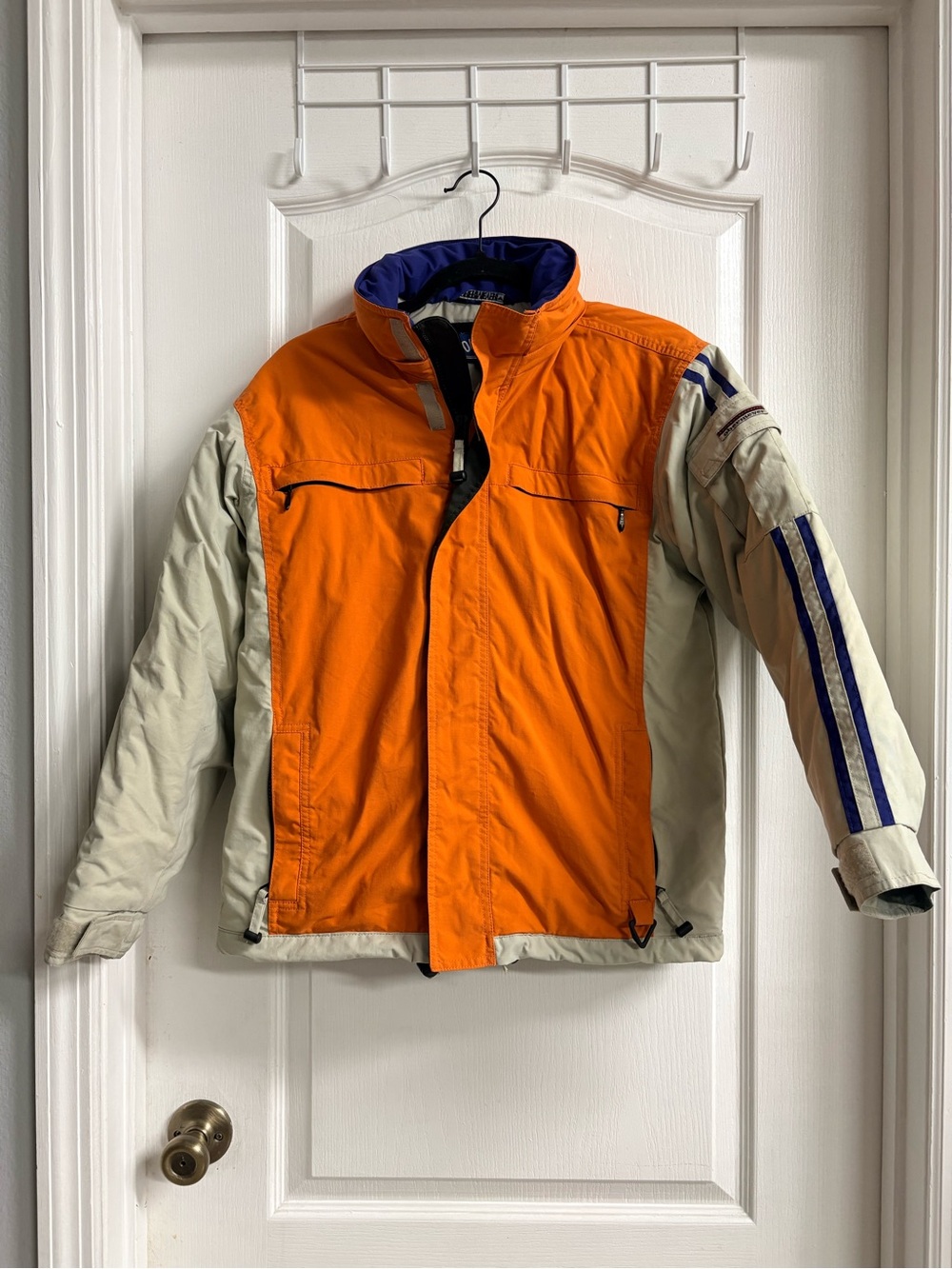 Obermeyer Orange and Cream Performance Jacket with Blue Trim